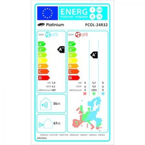 Aparat de aer conditionat tip coloana de podea Platinium PCOL-24R32 Inverter 24000 BTU